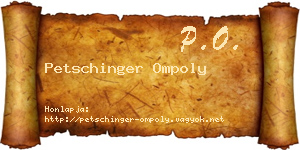 Petschinger Ompoly névjegykártya